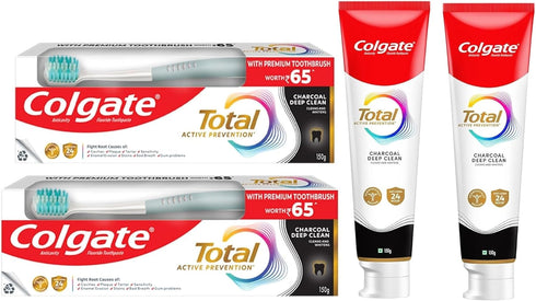 Colgate Total Charcoal Toothpaste Saver Pack - 2X150 G/5.2 oz - Plaque,