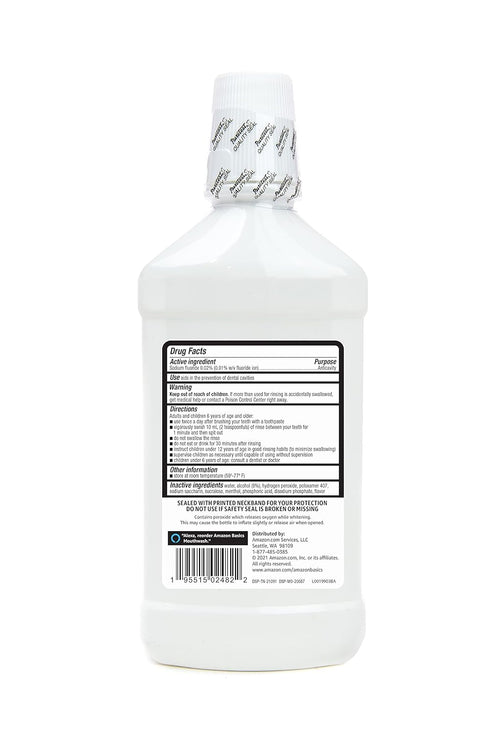 Amazon Basics Whitening Anticavity Mouthwash, 16 Fluid Ounces, Fresh Mint, 1-Pack (Previously Solimo)