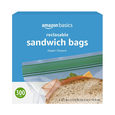 Amazon Basics Sandwich Storage Bags, 300 Count, Pack of 1