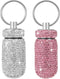 Bling Pill Case, Portable Travel Container with Rhinestone, Waterproof Small Holder with Keychain for Outdoor Camping