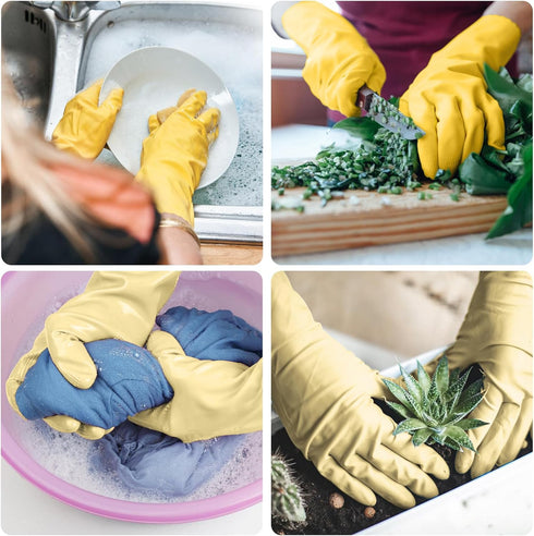 Rubber Dishwashing Gloves - 2 Pairs Long Household Cleaning Gloves for Kitchen Washing Dishes