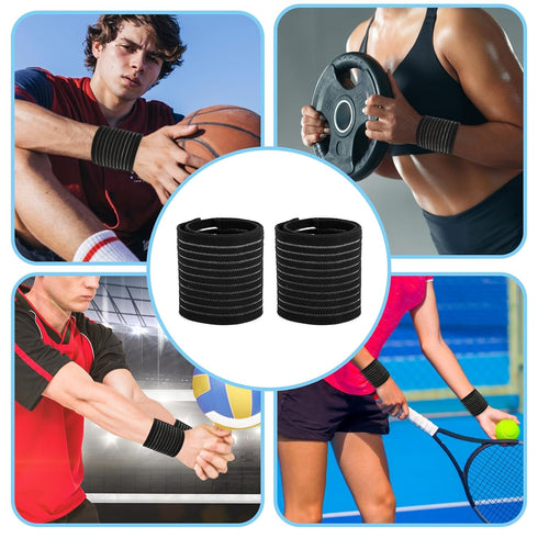 2 PCS Adjustable Elastic Wrist Support Band Wraps for Men and Women (Black)