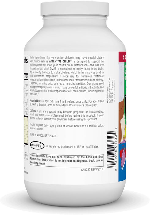 Source Naturals Attentive Child Chewable Wafers - Brain Metabolism Support, 120 Fruit Wafers