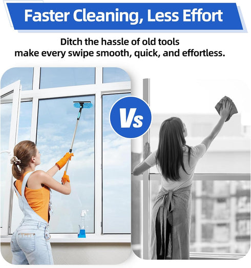 ScroRich 122'' 2-in-1 Window Washing Kit with Extension Pole, Window Cleaning Kit with Scrubber and Rotating Head