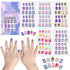 SIUSIO 120 Pcs 5 Pack Children Acrylic Fake Nails Press on Pre-glue Full Cover Glitter Gradient Color Rainbow Kits