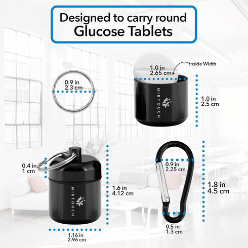 Portable Keychain Pill Holder Case for Round Glucose Tablets, Waterproof Key Chain Pill Container, 2 Pack