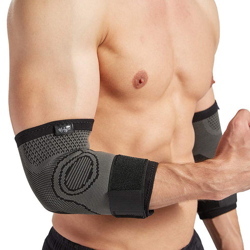 Bodyprox Elbow Brace with Strap for Tendonitis, 2 Pack Tennis Elbow Compression Sleeves for Golf Elbow Treatment