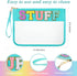 Sanwuta 2 Pcs Chenille Letter Clear Zipper Pouch - Transparent Travel Makeup Bag for Women (Beach Stuff, 11.8 x 8.2