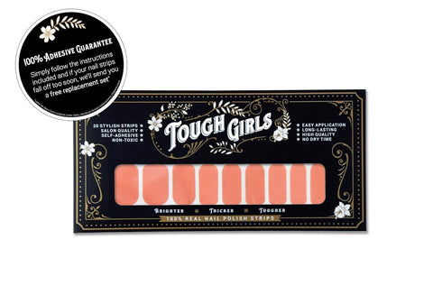 TOUGH GIRLS 20 Gel Nail Polish Strips - Exquisite with Application Accessories, No UV/LED Lamp Required (Coral)