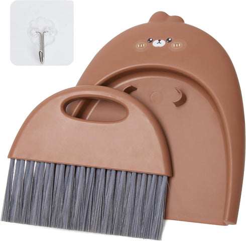 Mini Dustpan and Brush Set, Small Handheld Dust Pan with Broom for Home, Kitchen, Desktop, and Pet Cages (Cute Animal)