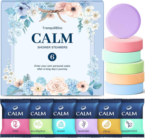 Shower Steamers 6 Count, Natural Ingredients, 6 Different Scents, Individually Wrapped, Great Gift Option