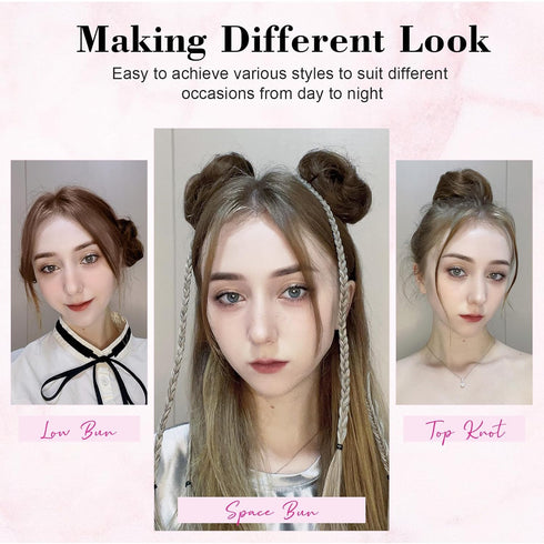 REECHO 2 PCS Mini Claw Clip Hair Bun Extensions HB001 Updo Hairpieces for Women Girls (Pack of 2-3" Dark Brown)
