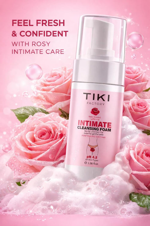 Tiki Factory 100ml Intimate Cleansing Foam Gentle Feminine Wash for Sensitive Skin, pH Balanced Daily Hygiene Cleanser