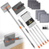 85” Baseboard Cleaner Tool with Handle, 180° Rotating Wall Mop, 6 Reusable Pads, Multifunctional Scrapper, Extension