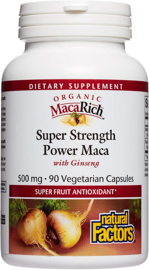 MacaRich by Natural Factors, Super Strength Power Maca, Antioxidant Supplement with Ginseng, 90 Capsules