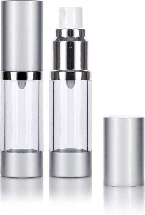 JUVITUS 2 Pack 10 ml Airless Spray Bottle - Refillable Travel Container for Lotion & Creams
