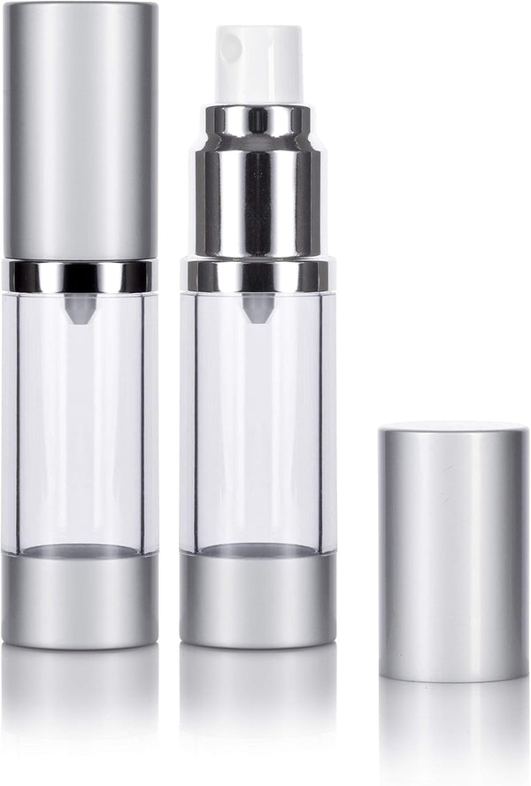 JUVITUS 2 Pack 10 ml Airless Spray Bottle - Refillable Travel Container for Lotion & Creams