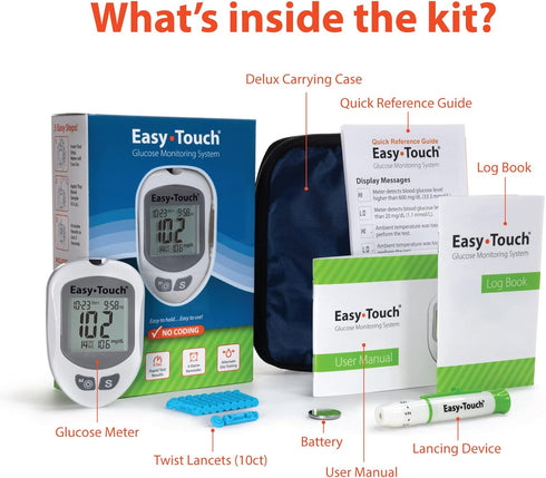 EasyTouch Glucose Monitoring System - 1 Meter with 10 Twist Lancets and 1 Lancing Device