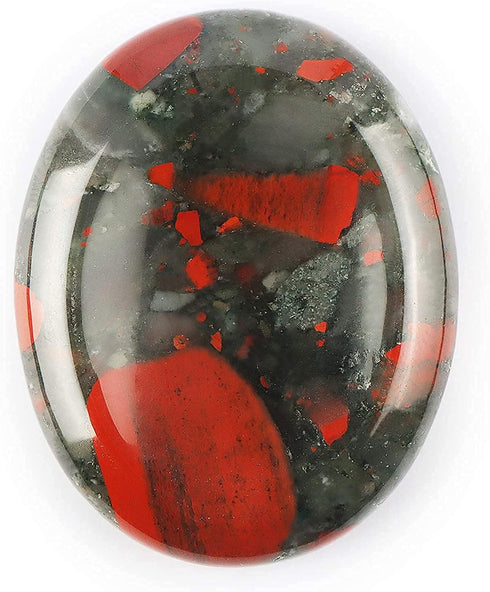 Africa Bloodstone Thumb Worry Stone by Artistone, Hand Carved Chakra Healing Crystal for Anxiety Relief, 2 inch