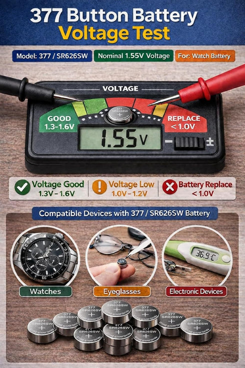 YKM 10 Pack 377 SR626SW LR626 377/376 V377 377a AG4 1.55V Watch Battery Silver Oxide Button Batteries