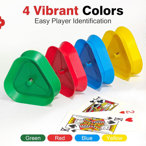LEAFORIA 4 Pack (4 Playing Card Holders - Triangle Hands Free Card Holder for Kids, Adults, Seniors | Plastic Card
