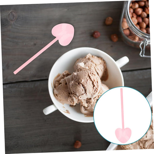 KALLORY 100pcs Mousse Spoon Set, Heart Shaped Cake Spoon, Mini Spoons for Jars, Small Shovel Spoons, Espresso Spoons,