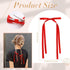 VOBOBE Hair Bows for Women - 4PCS Red Tassel Ribbon Bowknot Hair Clips Barrettes with Long Tail, Solid Satin