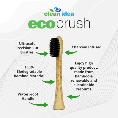 Electric Toothbrush Replacement Heads, 4pk, Charcoal Infused Bamboo, Sustainable BPA Free