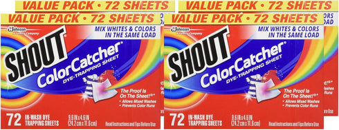 Shout Color Catcher Sheets for Laundry, 72 Count - Pack of 4, Prevent Color Runs and Maintain Clothing Color