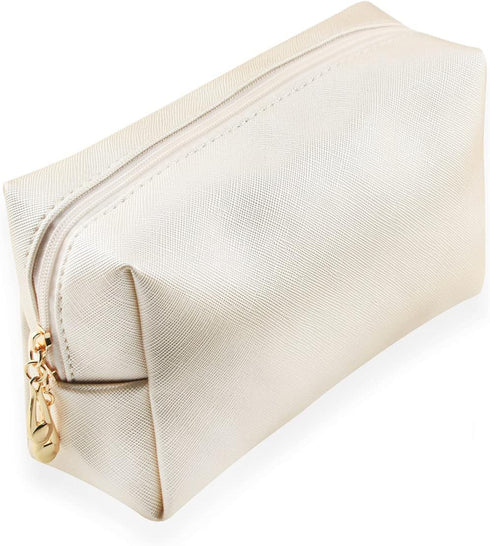 Small Portable Makeup Bag for Women, Waterproof Cosmetic Pouch for Travel, Toiletry Bag (Beige, Normal)