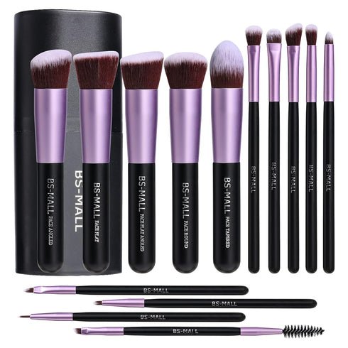 BS-MALL Makeup Brushes, Premium Synthetic Foundation Powder Concealers, Eye Shadows, 14 Pcs Purple