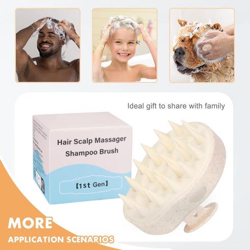 FREATECH 2-Pack Wheat Straw Shampoo Brush, Scalp Massager with Silicone Bristles for Hair Growth and Care