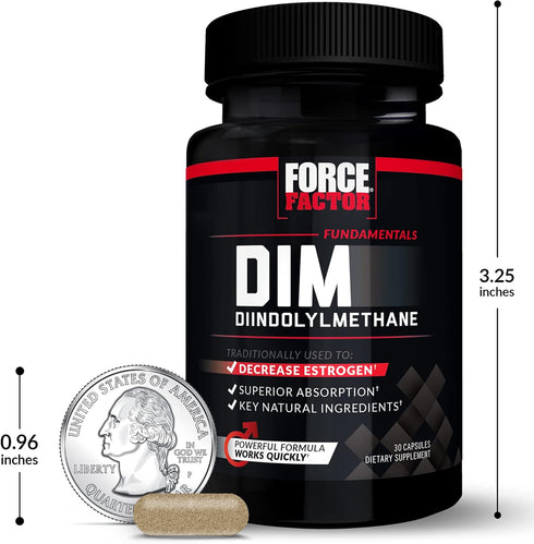 Force Factor DIM, 2-Pack, 300mg Pills to Decrease Estrogen in Men, Diindolylmethane Supplement, 60 Capsules