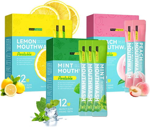 XMXueMei 60PCS Travel Size Fruit Mouthwash,Mouthwash Set for Oral Care,Bad Breath,Alcohol-Free,Travel Size Mouth