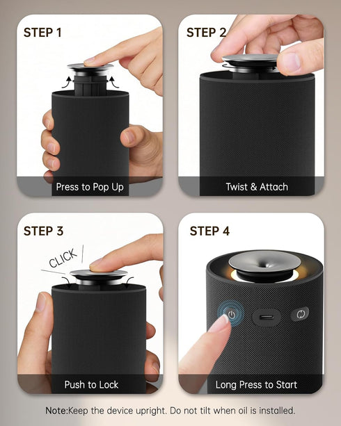 VINIPO Waterless Essential Oil Diffuser,Portable Car Aromatherapy Diffuser,Rechargeable Cordless Scent Device