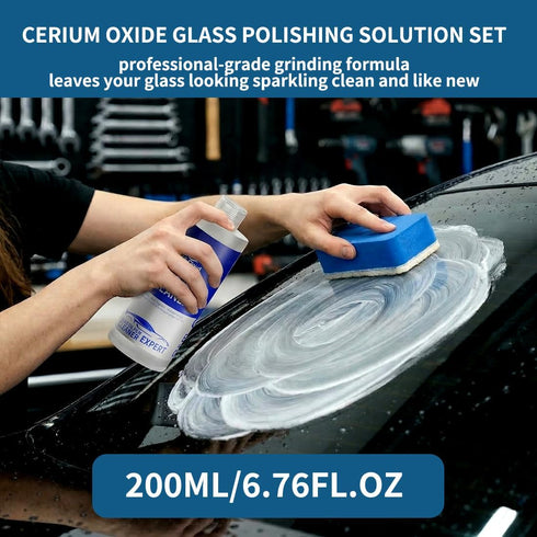 ZXIE-Cloud kit,6.76Fl Oz Glass Polish cerium oxide glass polish compound with polishing brush,glass scratch remove,Oil