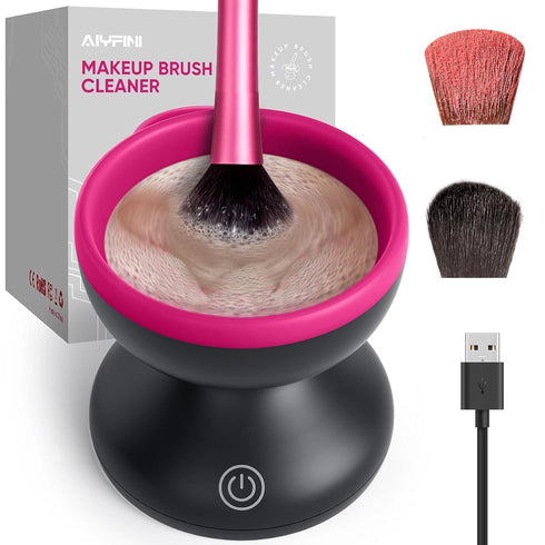 Electric Makeup Brush Cleaner Machine, Alyfini Portable Automatic USB Tool for All Size Beauty Makeup Brushes