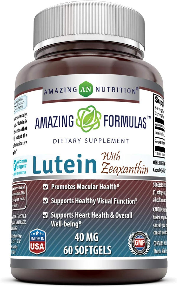 Amazing Formulas Lutein 40 mg with Zeaxanthin 1600 mcg - Non-GMO, Gluten Free Softgels Supplement