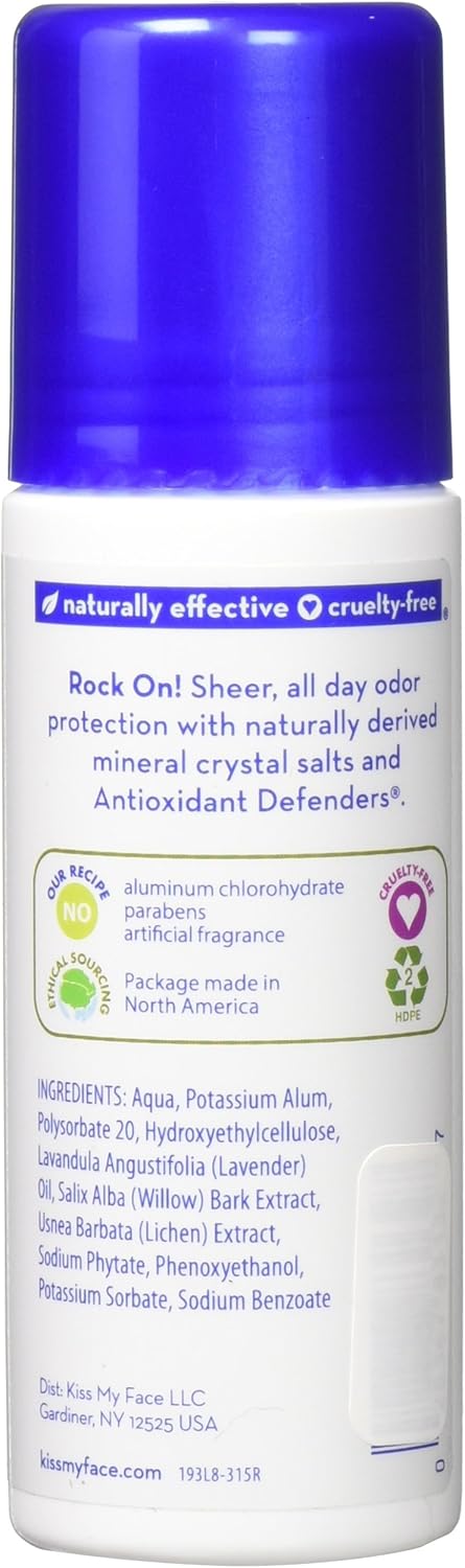 Kiss My Face Paraben Free Liquid Rock Roll-On Deodorant, Lavender, 3 Fl Oz, Pack of 2