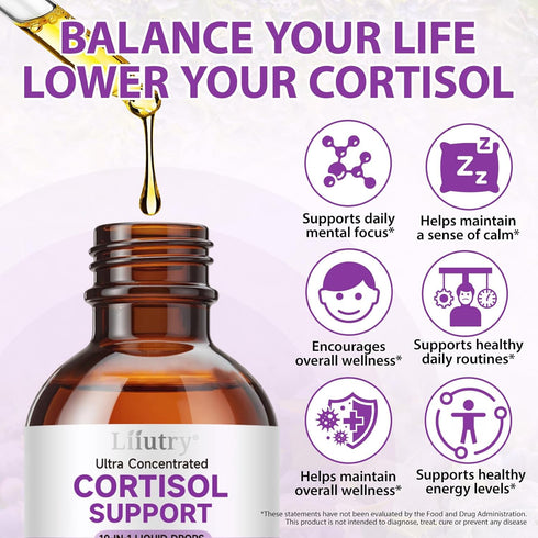 QZFICNJY 10 1 2 Fl.Oz Cortisol Supplements for Women & Men, Cortisol Reducer In Cortisol Detox Liquid Drops