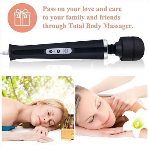 MASANIU 10 Settings Massager with Pulse Strong Vibration for Women,Personal Total Body Therapy Massager (Black)