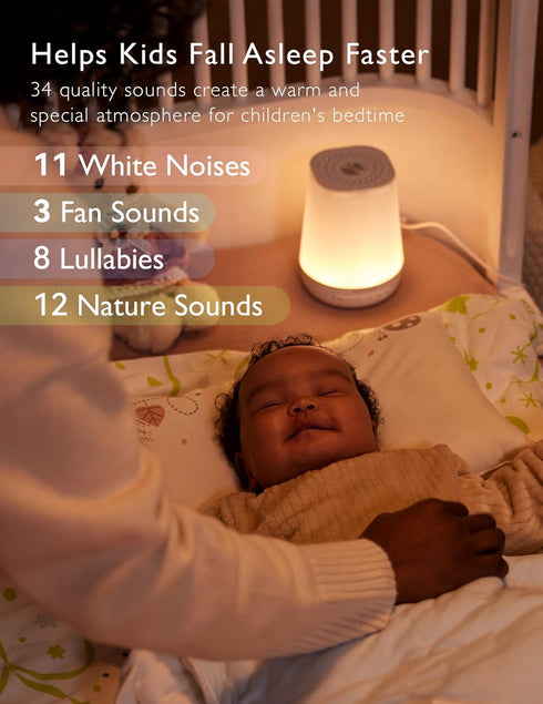 Momcozy 34 Baby Sound Machine, White Noise Machine for Baby Sleeping with Night Light, Toddler Sleep Trainer Soothing
