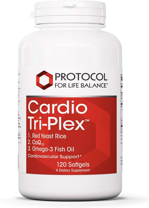 Protocol Cardio Tri-Plex Heart Health Formula* | Red Yeast Rice, CoQ10 & Omega-3 Fish Oil | DHA Dietary Supplements