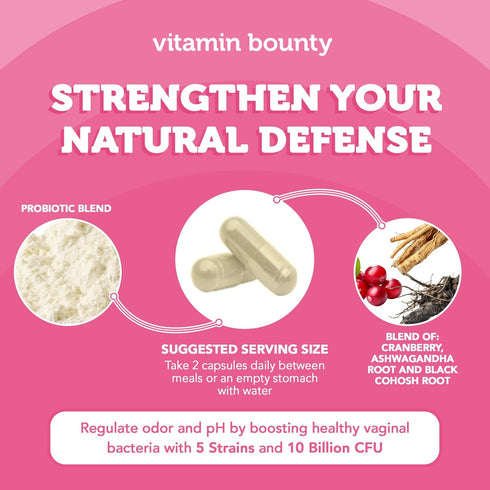 Vitamin Bounty Women's Pro-Daily Probiotic, 10 Billion CFUs, Vaginal & Digestive Health, 2 Pack of 60 Capsules