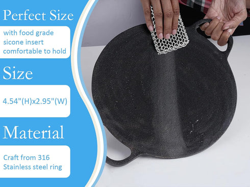 Scrubber,316 Herda Chain Mail Cast Iron Cleaner Chainmail Pan Scrubber Metal Cleaning Brush, Pad, Sponge Scraper