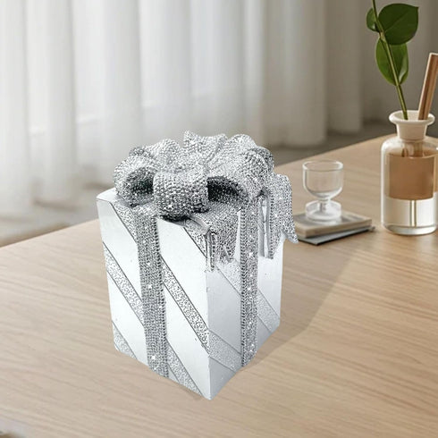 LDDIFHWW Resin Gift Box, Ornament, Sculpture, Home Decoration, for Desk, TV Stand, Sliver
