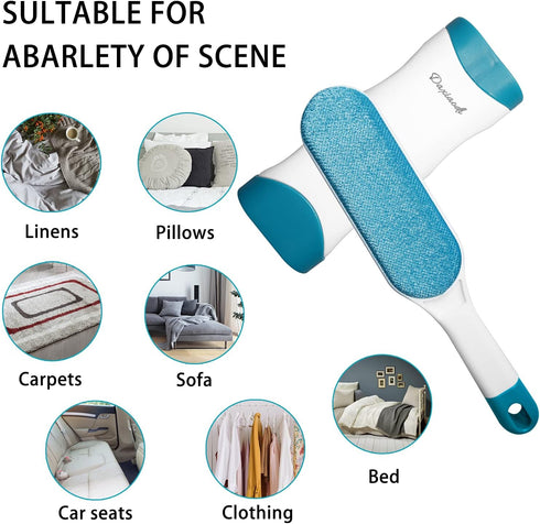 2 Pack Furniture Lint Remover Brushes, Double Sided Self Cleaning Loose Hair Catcher for Pet Hair on Clothes, Sofa,