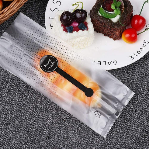 Cookie Bags for Packaging, Searik Translucent Plastic Cellophane Treat Bags for Bakery, Gift Giving, with Stickers and