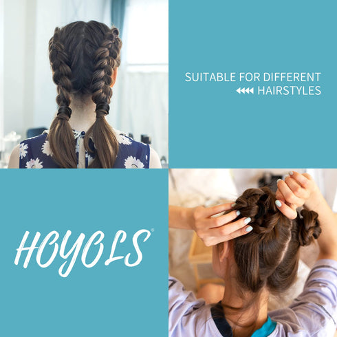HOYOLS Cotton Hair Ties, 1.6 Inch Soft & Stretch Large Hair Bands, Nylon Fabric Ponytail Holder, 50 Pcs (Black)