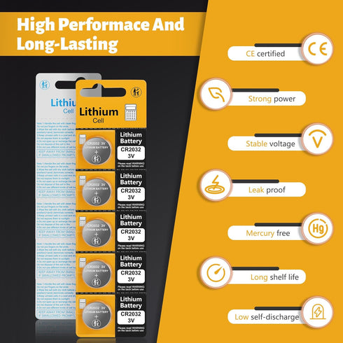 TOPUSSE CR2032 5 Pack CR2032 3v 3 2032 cr2032 3v Batteries, Lithium Coin Battery, Volt Button Cell CR Battery Lithium
